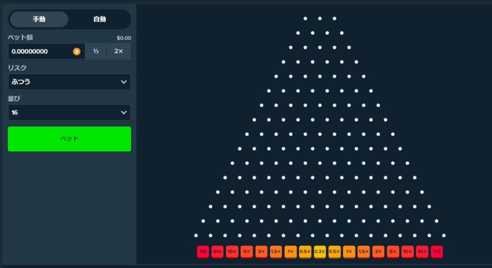 【リスクが高いほど高倍率も！】PLINKO