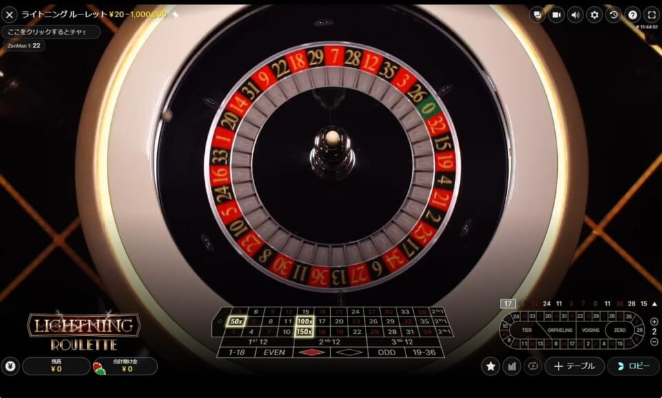 Lightning Roulette（ライトニング・ルーレット）