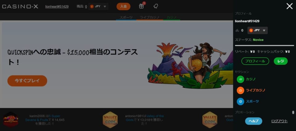 メニュー　プロフィール