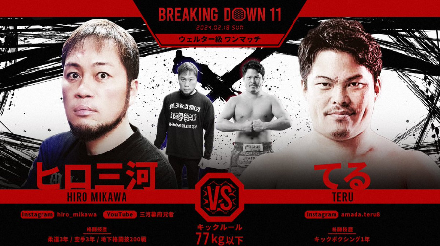 BREAKING DOWN 11
ヒロ三河 VS てる