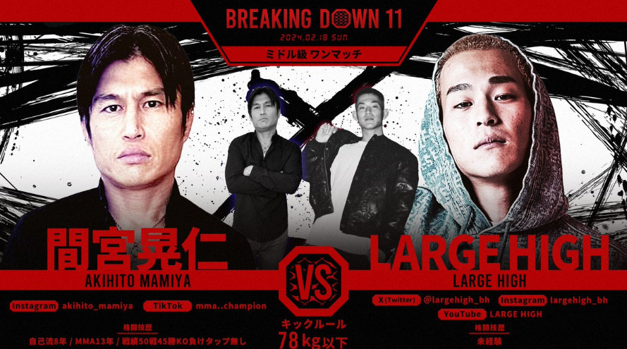 BREAKING DOWN 11
間宮晃仁 VS LARGE HIGH